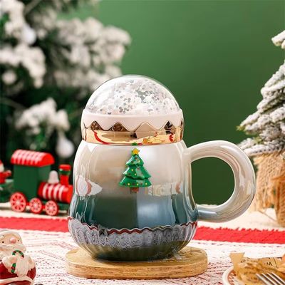 Noël Père Noël tasse en céramique avec poignée Créatif dessin animé 2 couleurs super
