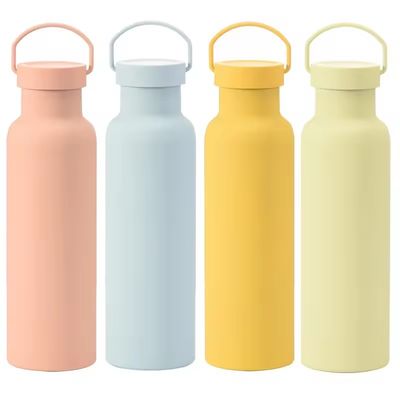 Bouteille à vide à double paroi en acier inoxydable avec poignée Coupe isolée sportive de couleur solide