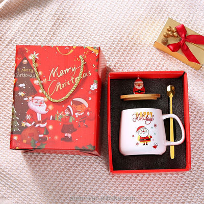 Cadeau de Noël tasses en céramique avec cuillère 400 ml décoration de tasse de café en porcelaine réutilisable