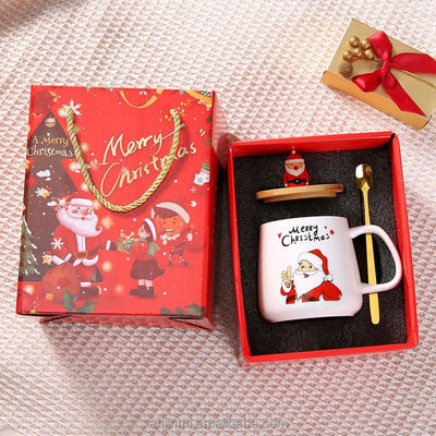 Bouteille de Noël 400 ml Design attrayant céramique réutilisable Porcelaine tasse de café avec cuillère