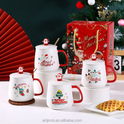 Bouteille de Noël 400 ml Design attrayant céramique réutilisable Porcelaine tasse de café avec cuillère