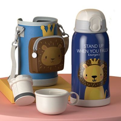 Bouteille d'eau en acier inoxydable 304 isolée de 550 ml durable avec couvercle en paille pour enfants
