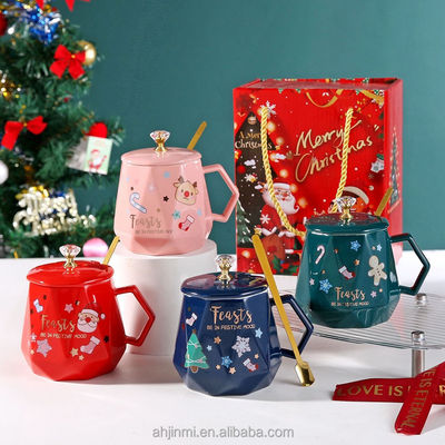 Bouteille de Noël 400 ml Design attrayant céramique réutilisable Porcelaine tasse de café avec cuillère