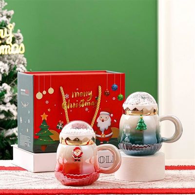 Couleur dégradée, cadeau de Noël en céramique, tasses boîtes 2024 Design délicieux 6.8cm*11cm 2 couleurs