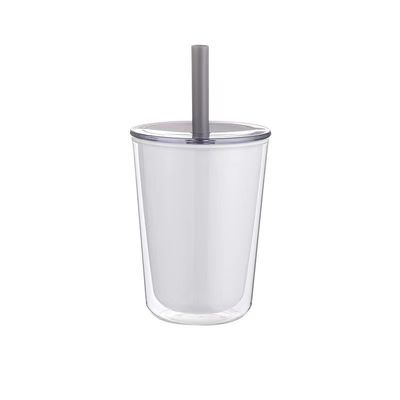 Bouteille d'eau en plastique à double paroi sur mesure avec paille pour les boissons de grande capacité