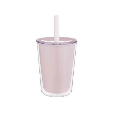 Bouteille d'eau en plastique à double paroi sur mesure avec paille pour les boissons de grande capacité