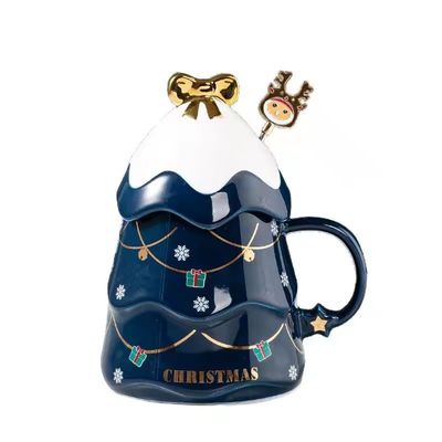 400 ml 500 ml tasse de café en céramique tasse de thé de bureau avec couvercle et cuillère cadeau de Noël