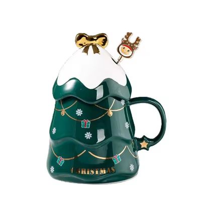 400 ml 500 ml tasse de café en céramique tasse de thé de bureau avec couvercle et cuillère cadeau de Noël