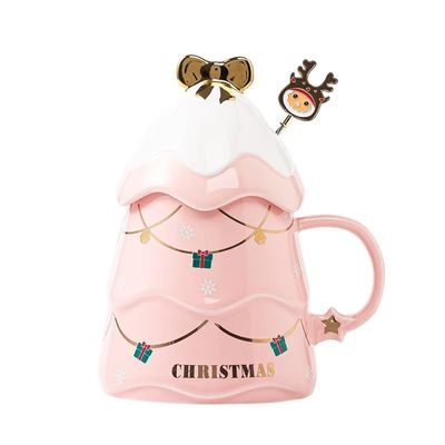 400 ml 500 ml tasse de café en céramique tasse de thé de bureau avec couvercle et cuillère cadeau de Noël