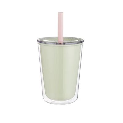 Logo personnalisé Acceptable Bouteille d'eau en plastique à double paroi avec paille et matériel PC