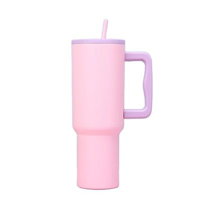 Tubules en acier inoxydable réutilisables 40 oz Tubules avec poignée et couvercle de paille Coupe de couleur de voiture