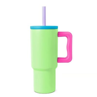Tubules en acier inoxydable réutilisables 40 oz Tubules avec poignée et couvercle de paille Coupe de couleur de voiture
