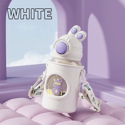 680 ml cadeau personnalisé Bouteille d'eau à oreille de lapin courbe avec couvercle pour enfants Voyage