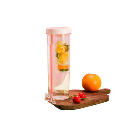 Bouteille d'eau potable de paille portable en extérieur à grande capacité, tasse avec bar à thé en plastique