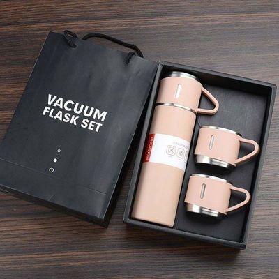 Capacité 500 ml Ensemble cadeau d'entreprise personnalisé avec bouteille d'eau en acier inoxydable et couvercles