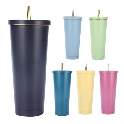 Coupe de café en acier inoxydable noir mat 500 ml/750 ml Conception isolée et personnalisable