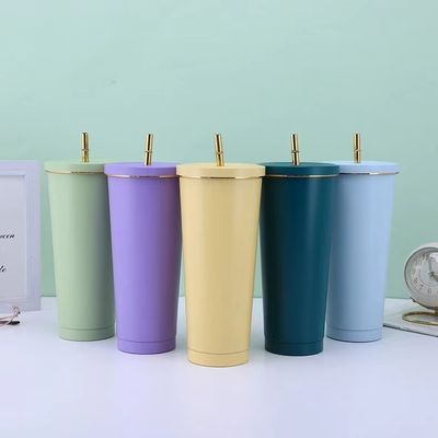 Double paroi isolée 304 en acier inoxydable revêtement tumbler avec couvercle pour le vin chaud et froid