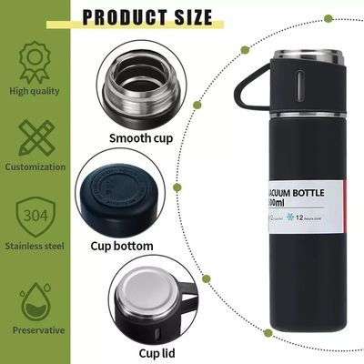 500 ml bouteille thermo isolée bouteille d'eau bouteille de verre de verre cadeau ensemble parfait