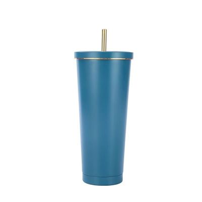 Couleur personnalisée 500ml 750ml Double paroi étain à vide tasse à café à isolation à paille