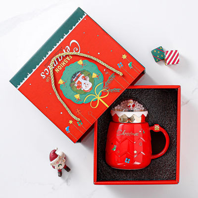 Père Noël Cadeaux tasses ensemble Cadeaux tasses en céramique de Noël Boîte avec couvercle boule de neige