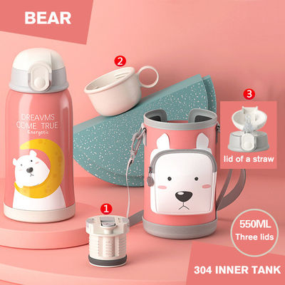 Logo personnalisé Coupe pour enfants en acier inoxydable Cartoon Thermos Flask pour l'extérieur