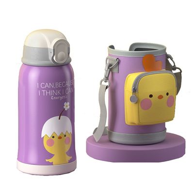 Bouteilles à vide Thermoses chaudes dessin animé en acier inoxydable pour enfants Bouteille d'eau à 3 couvercles