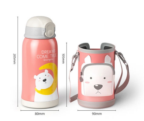 Bouteilles à vide Thermoses chaudes dessin animé en acier inoxydable pour enfants Bouteille d'eau à 3 couvercles