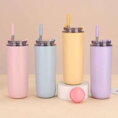 Mugs 10oz/16oz Double mur mignon Petit Pour l'école Avec Coupe Couvercle de paille en acier inoxydable enfants Tumbler