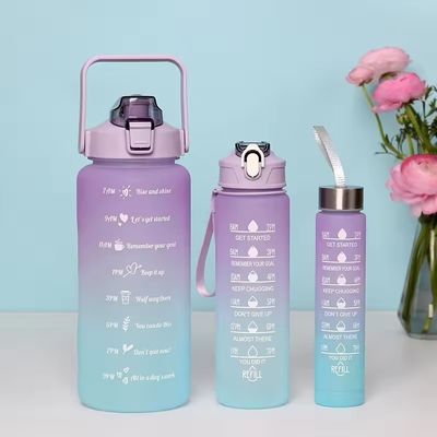 Équipé de revêtement anti-corrosion 3pcs Set de bouteille d'eau en plastique pour le mode de vie actif