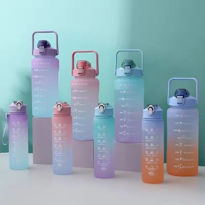Logo personnalisé Acceptable 3pcs Grandes capacités de sport plastique Gradient bouteille d'eau