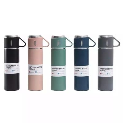 500 ml de bouteille à vide isolée en acier inoxydable avec 3 tasses