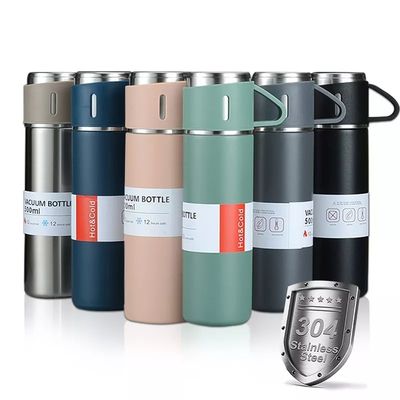 500 ml de bouteille à vide isolée en acier inoxydable avec 3 tasses