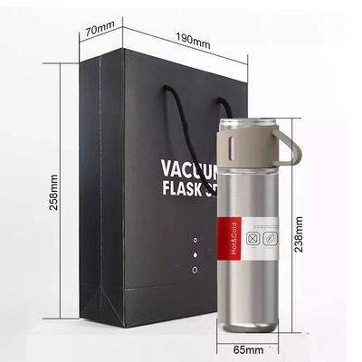 500 ml de bouteille à vide isolée en acier inoxydable avec 3 tasses