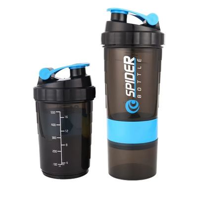 BPA sans protéine Gymnastique en plastique Espéce d'eau vide Glitter Shaker Bouteille de tasse avec mélangeur
