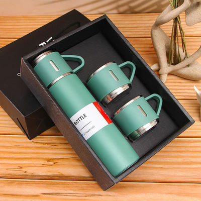 Ensemble cadeau d'entreprise 201 Bouteille à vide en acier inoxydable avec 3 tasses raccordables