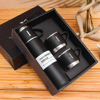 Ensemble cadeau d'entreprise 201 Bouteille à vide en acier inoxydable avec 3 tasses raccordables