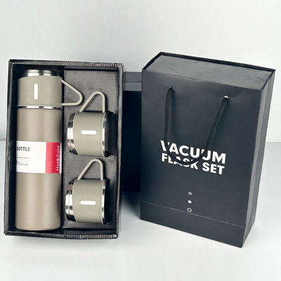 500 ml Capacité tasse d'affaires bouteilles thermos en acier inoxydable bouteille d'eau avec 3 couvercles rose