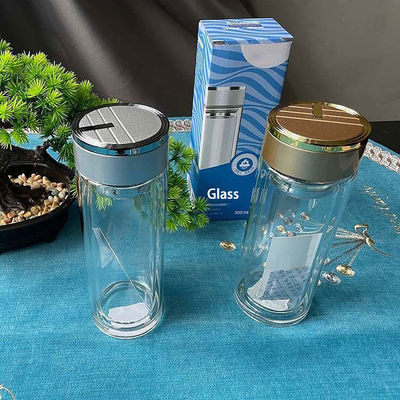 2023 Bouteille d'eau en verre résistant à la fuite écologique recyclée pour enfants et adultes transparente claire