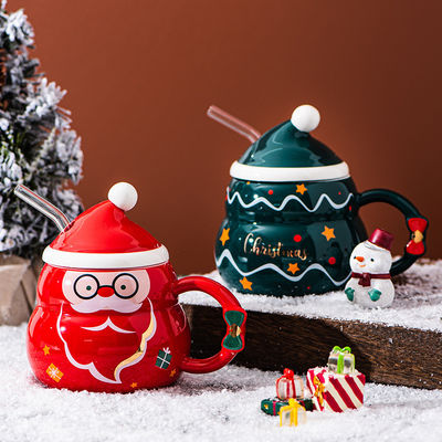 Bouteilles de café créatives bleues ou rouges Cute Tea Milk Snowball Cup pour les vacances d'hiver