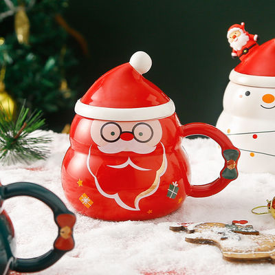 Bouteilles de café créatives bleues ou rouges Cute Tea Milk Snowball Cup pour les vacances d'hiver