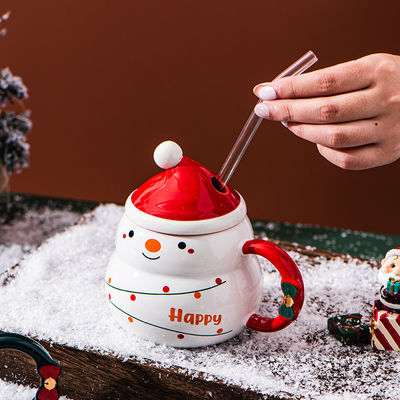 Bouteilles de café créatives bleues ou rouges Cute Tea Milk Snowball Cup pour les vacances d'hiver