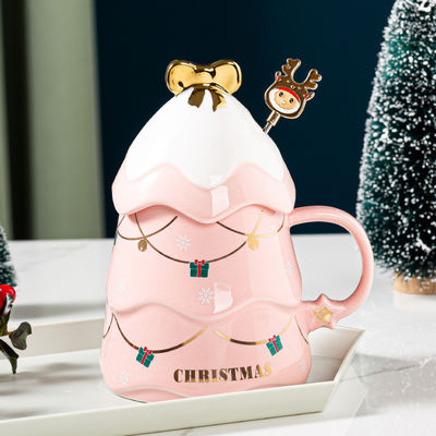 Set de tasse de cadeau de Noël en céramique avec couvercle et cuillère 400 ml 500 ml pour bureau tasse de thé de l'après-midi
