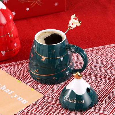 Set de tasse de cadeau de Noël en céramique avec couvercle et cuillère 400 ml 500 ml pour bureau tasse de thé de l'après-midi