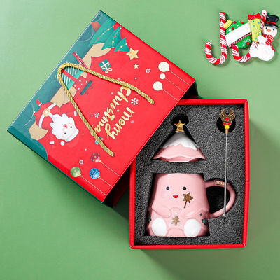 Set de tasse de cadeau de Noël en céramique avec couvercle et cuillère 400 ml 500 ml pour bureau tasse de thé de l'après-midi