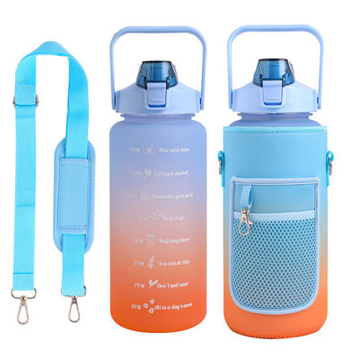Bouteille d'eau en plastique de 2000 ml Neoprène Vin Large bouche Boisson Bouteille couvercle Manche Unisexe