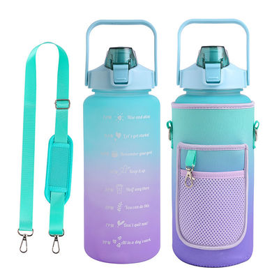 Bouteille d'eau en plastique de 2000 ml Neoprène Vin Large bouche Boisson Bouteille couvercle Manche Unisexe