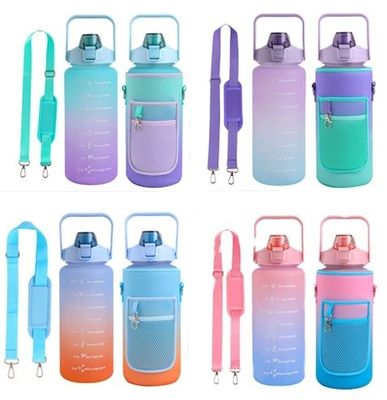 Bouteille d'eau en plastique de 2000 ml Neoprène Vin Large bouche Boisson Bouteille couvercle Manche Unisexe
