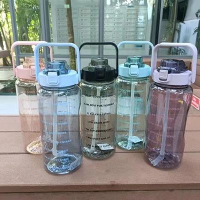 Bouteille d'eau en plastique de 2000 ml Neoprène Vin Large bouche Boisson Bouteille couvercle Manche Unisexe