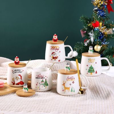400 ml de tasses de café de Noël Luxe Ceramique Santa Mug Porcelaine tasse de Noël avec couvercle cadeau