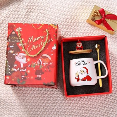 400 ml de tasses de café de Noël Luxe Ceramique Santa Mug Porcelaine tasse de Noël avec couvercle cadeau
